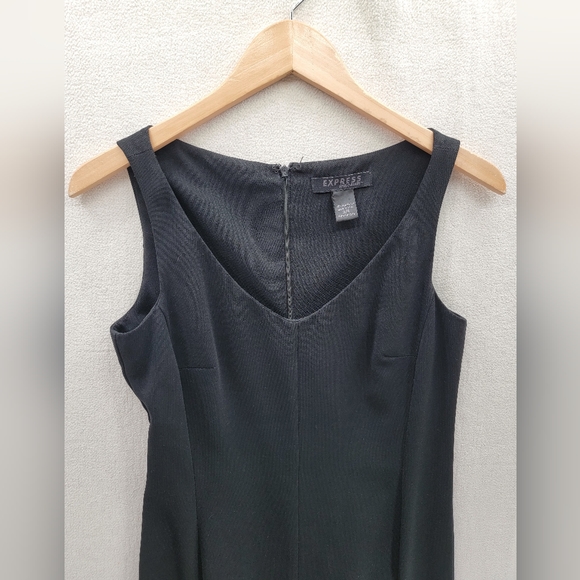 EXPRESS black Slit front & Back V-neck Sleeveless Dress Size- 3/4 - Picture 3 of 8